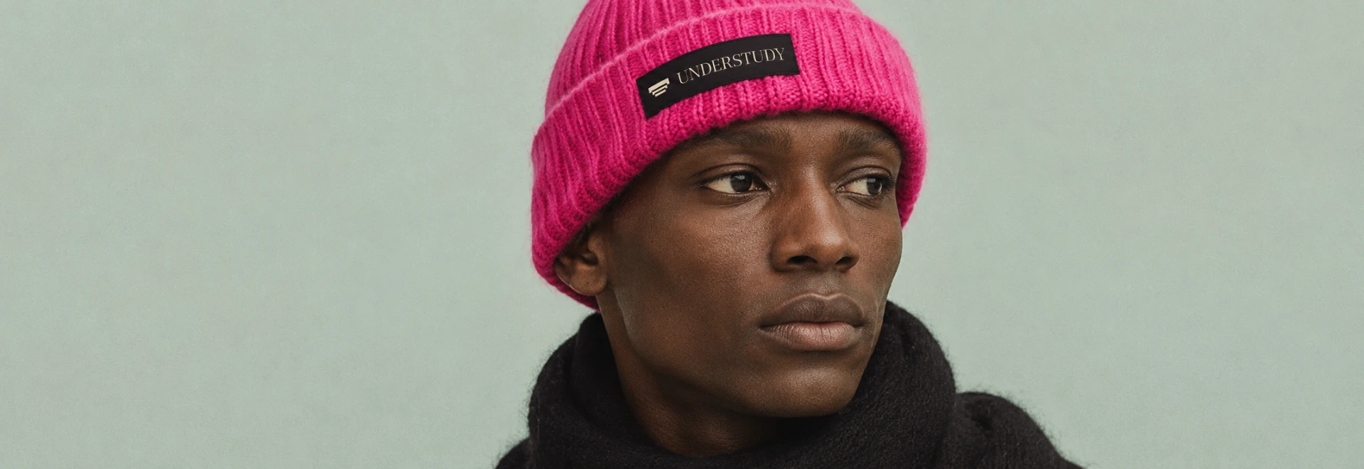 UNDERSTUDY knit beanie, worn backstage
